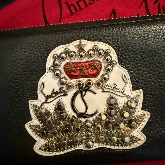 🔥RARE CHRISTIAN LOUBOUTIN PANETTONE CROWN SPIKE WALLET BLACK🔥 - Picture 10 of 17